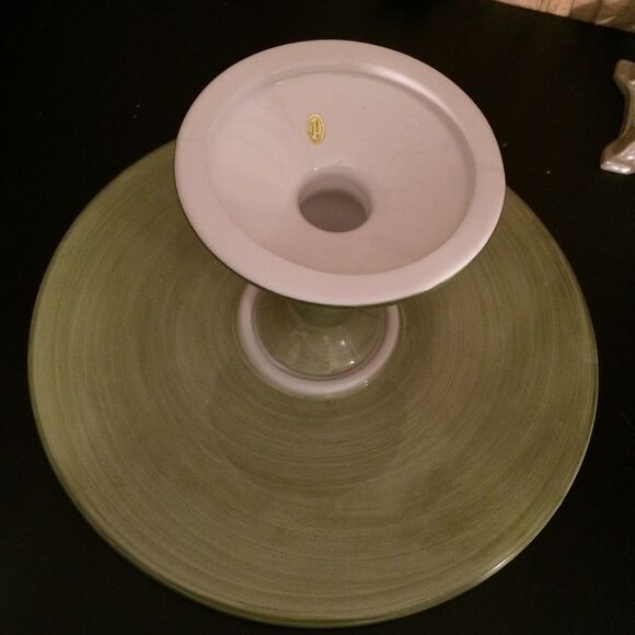 Ceramic Sage Green Round Pedestal Cake Platform - Picture 8 of 8